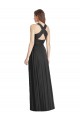 Black V-Neck Sleeveless Open Back A-Line Bridesmaid Dress Townsville