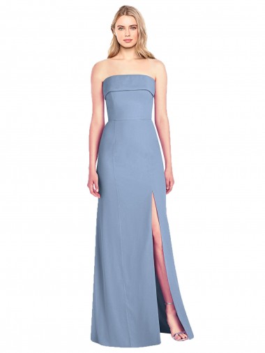 Dusty Blue Strapless Sleeveless Trumpet Bridesmaid Dress Townsville
