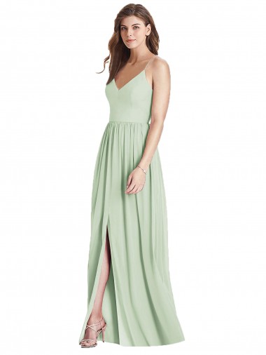 Sage V-Neck Sleeveless Open Back A-Line Semi Formal Evening Dress / Bridesmaid Dress Townsville