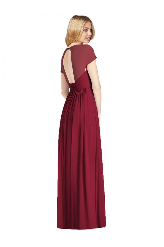 Dark Navy V-Neck Cap Sleeves Open Back Trumpet Bridesmaid Dress Townsville