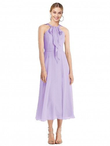 Lilac Halter Neck Sleeveless V-Back A-Line Prom Dress / Bridesmaid Dress Townsville