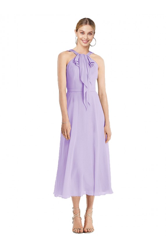 Lilac Halter Neck Sleeveless V-Back A-Line Prom Dress / Bridesmaid Dress Townsville