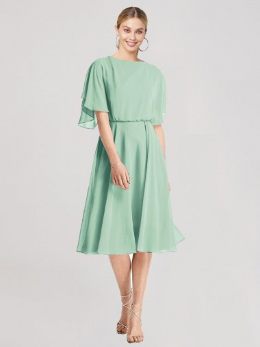 Mint Green Flutter Sleeves Tie Back A-Line Bridesmaid Dress Townsville