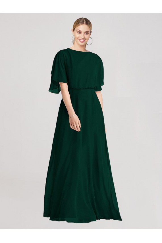 Ever Green Round Neck Flutter Sleeves Tie Back A-Line Bridesmaid Dress Townsville