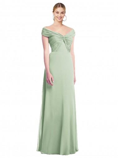 Sage Off the Shoulder Sleeveless Trumpet Bridesmaid Dress Townsville