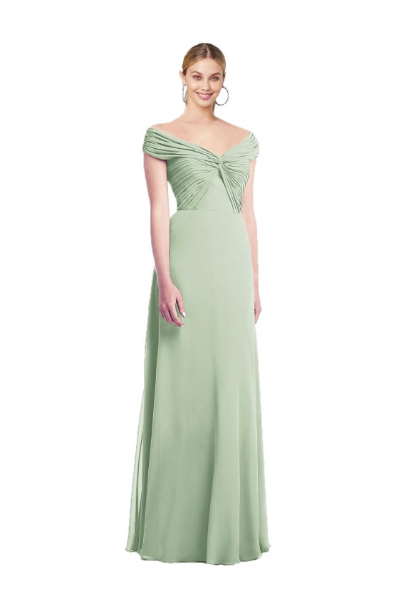Sage Off the Shoulder Sleeveless Trumpet Bridesmaid Dress Townsville