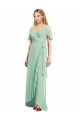 Mint Green V-Neck Cold Shoulder Trumpet High Low Bridesmaid Dress Townsville