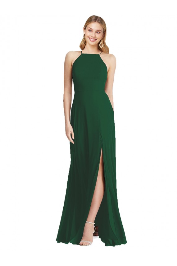 Dark Green High Neck Sleeveless A-Line Semi Formal Evening Dress / Bridesmaid Dress Townsville
