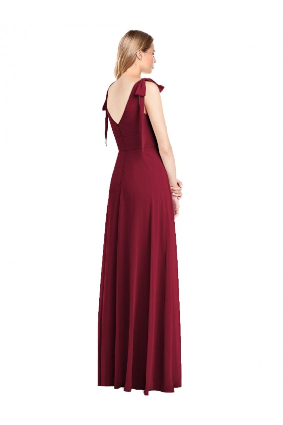 Coral V-Neck Sleeveless V-Back Trumpet Bridesmaid Dress Townsville