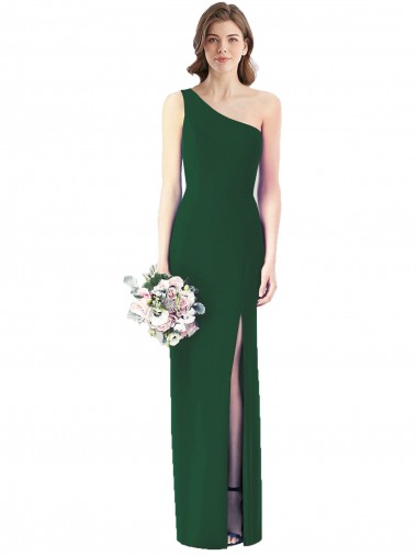 Dark Green One Shoulder Sleeveless Trumpet Bridesmaid Dress Townsville