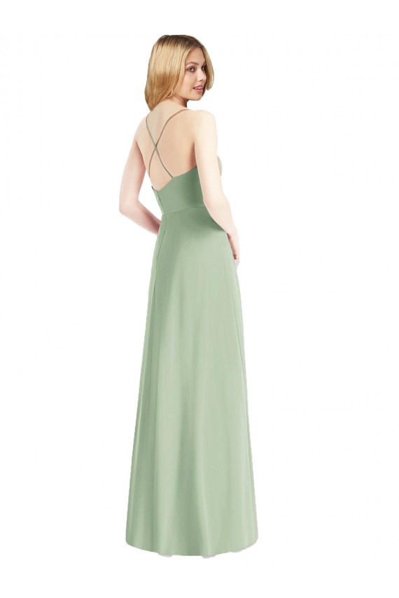 Sage Cowl Neck Sleeveless Open Back A-Line Bridesmaid Dress / Evening Dress Townsville