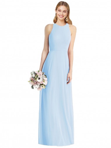 Light Sky Blue Halter Neck Sleeveless Trumpet Semi Formal Evening Dress / Bridesmaid Dress Townsville