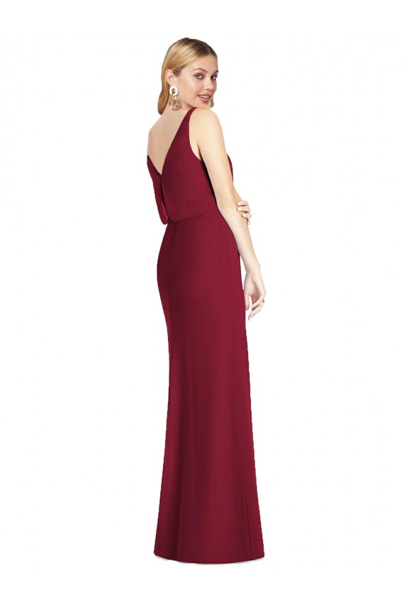 Dusty Pink V-Neck Sleeveless V-Back Mermaid Bridesmaid Dress Townsville