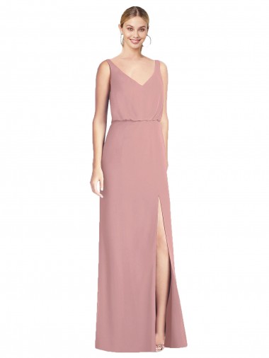 Dusty Pink V-Neck Sleeveless V-Back Mermaid Bridesmaid Dress Townsville