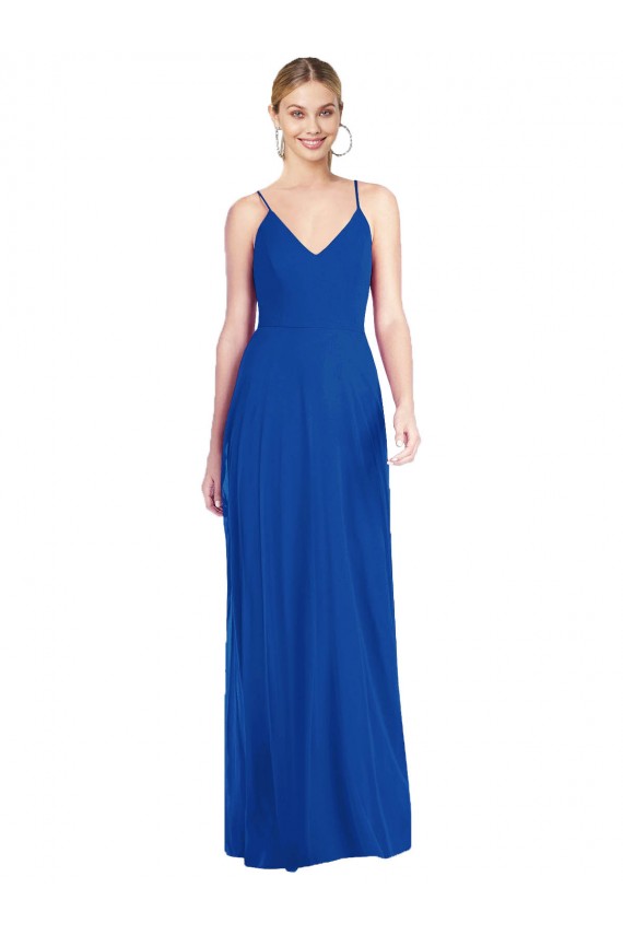 Royal Blue V-Neck Sleeveless Open Back A-Line Formal Dress / Bridesmaid Dress Townsville