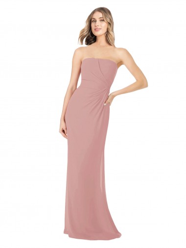 Dusty Pink Strapless Sleeveless Sheath Bridesmaid Dress Townsville