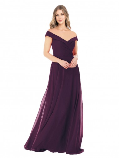 Grape Off the Shoulder Sleeveless A-Line Bridal Party Dress Townsville