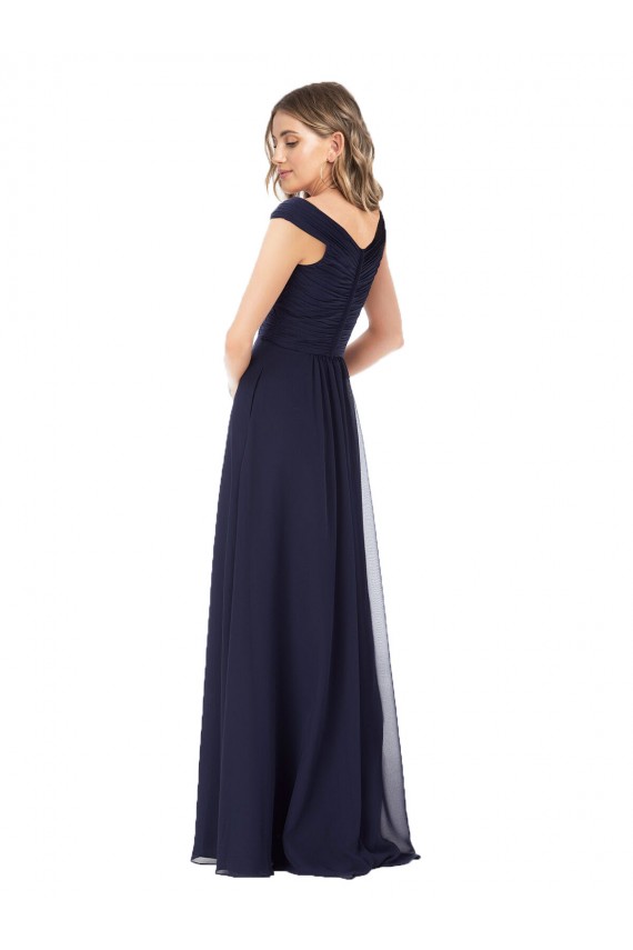 Dark Navy Off the Shoulder Sleeveless A-Line Evening Dress / Bridesmaid Dress Townsville