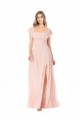 Pink Square Neck Cap Sleeves A-Line Formal Dress / Bridesmaid Dress Townsville