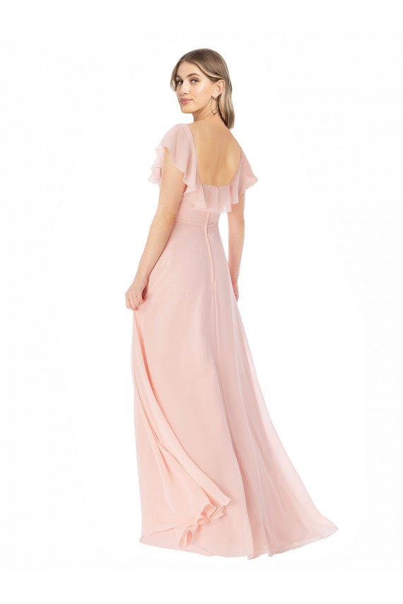 Pink Square Neck Cap Sleeves A-Line Formal Dress / Bridesmaid Dress Townsville