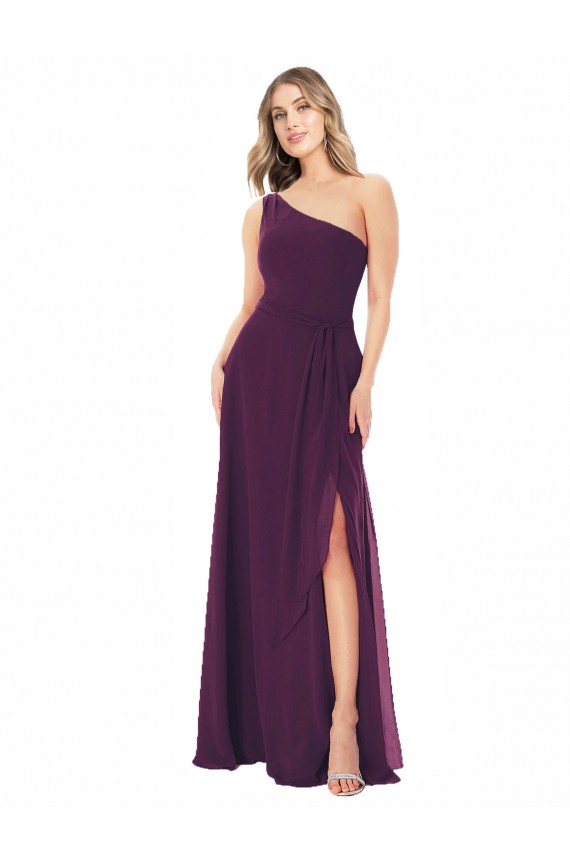 Grape One Shoulder Sleeveless A-Line Formal Dress / Bridesmaid Dress Townsville