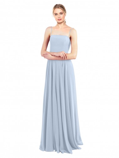 Light Sky Blue Square Neck Sleeveless Low Back A-Line Bridesmaid Dress Townsville