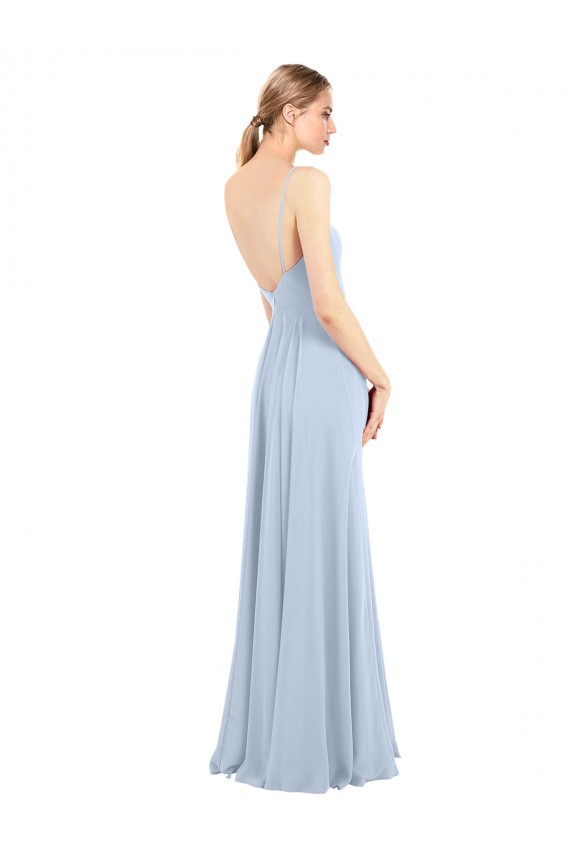 Light Sky Blue Square Neck Sleeveless Low Back A-Line Bridesmaid Dress Townsville