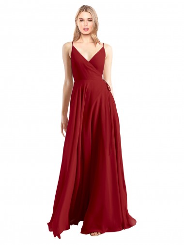 Red V-Neck Sleeveless V-Back A-Line Bridesmaid Dress Townsville