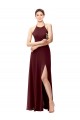 Burgundy Gold High Neck Sleeveless Open Back A-Line Bridesmaid Dress Townsville