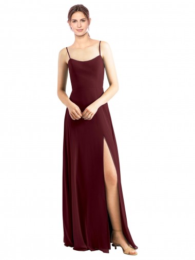Burgundy Gold Scoop Neck Sleeveless A-Line Bridesmaid Dress / Evening Dress Townsville