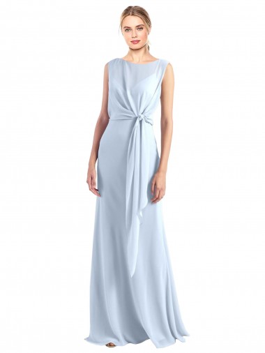 Light Sky Blue V-Neck Sleeveless Keyhole Back A-Line Bridesmaid Dress / Evening Gowns Townsville