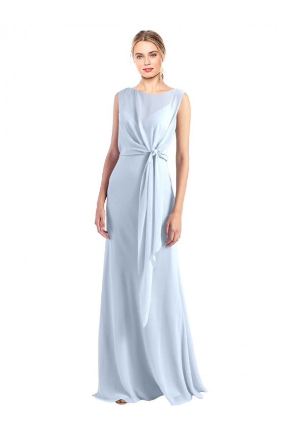 Light Sky Blue V-Neck Sleeveless Keyhole Back A-Line Bridesmaid Dress / Evening Gowns Townsville