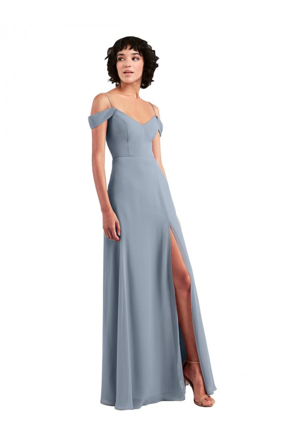 Dusty Blue V-Neck Sleeveless A-Line Formal Dress / Bridesmaid Dress Townsville