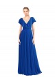 Royal Blue V-Neck Flutter Sleeves V-Back A-Line Bridesmaid Dress Townsville