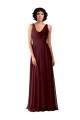 Burgundy Gold Cowl Neck Sleeveless V-Back A-Line Bridesmaid Dress Townsville