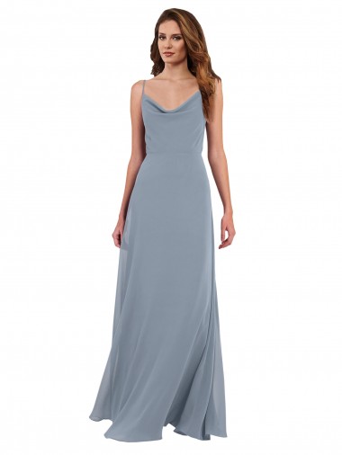 Dusty Blue Cowl Neck Sleeveless V-Back A-Line Formal Dress / Bridesmaid Dress Townsville