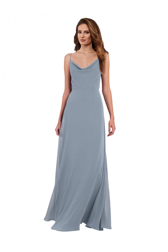 Dusty Blue Cowl Neck Sleeveless V-Back A-Line Formal Dress / Bridesmaid Dress Townsville