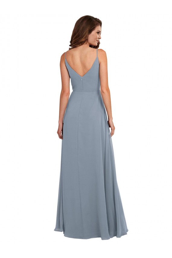 Dusty Blue Cowl Neck Sleeveless V-Back A-Line Formal Dress / Bridesmaid Dress Townsville
