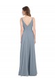 Dusty Blue V-Neck Sleeveless V-Back A-Line Bridesmaid Dress / Evening Gowns Townsville