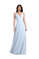 Light Sky Blue V-Neck Sleeveless V-Back A-Line Evening Dress / Bridesmaid Dress Townsville