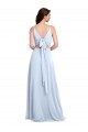 Light Sky Blue V-Neck Sleeveless V-Back A-Line Evening Dress / Bridesmaid Dress Townsville