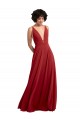 Red V-Neck Sleeveless V-Back Lxue Chiffon A-Line Bridesmaid Dress Townsville