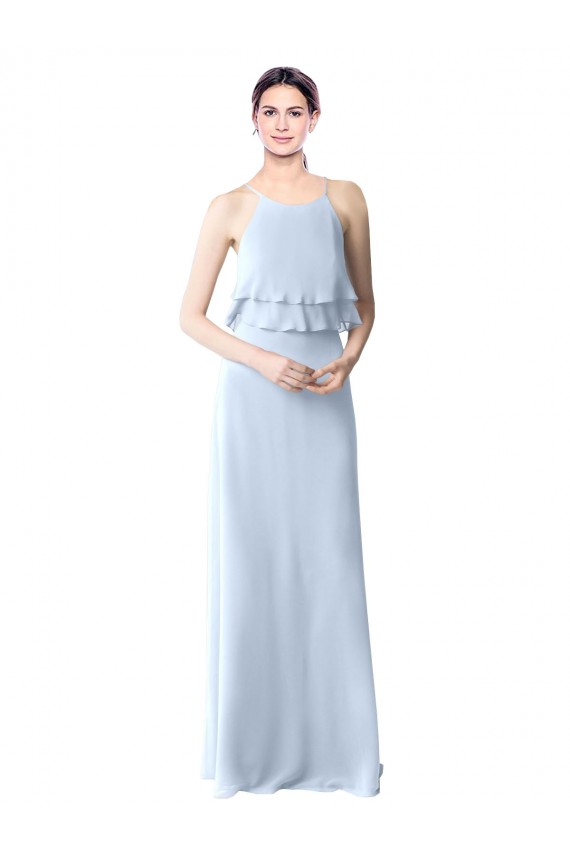Light Sky Blue Halter Neck Sleeveless A-Line Bridesmaid Dresses Townsville