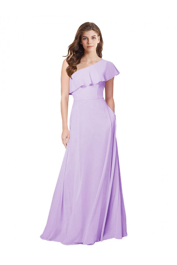 Lilac One Shoulder Sleeveless A-Line Bridesmaid Dress Townsville