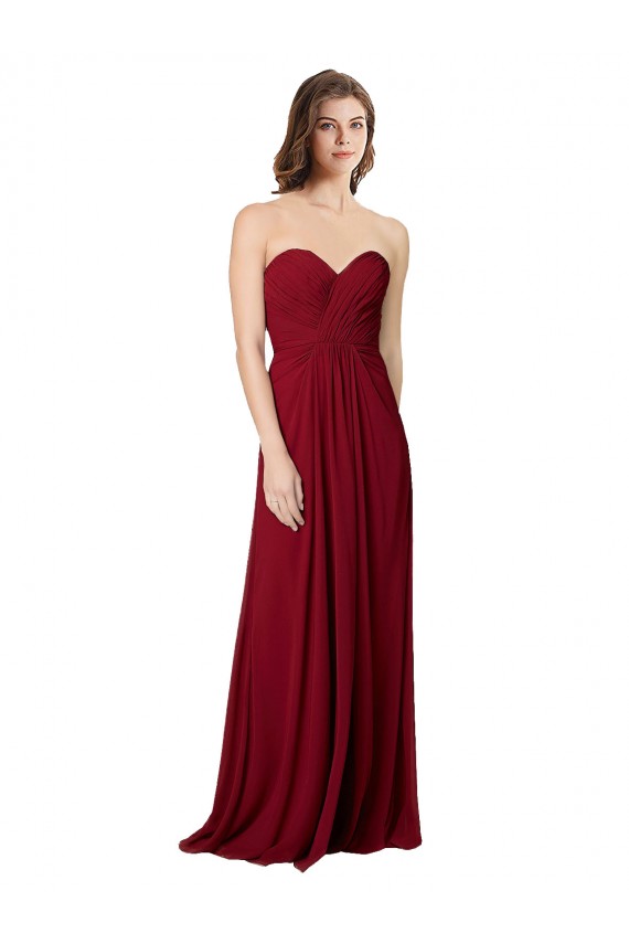 Burgundy Sweetheart Sleeveless Open Back A-Line Bridesmaid Dress Townsville