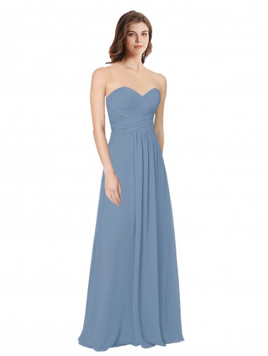 Dusty Blue Sweetheart Sleeveless Low Back A-Line Bridesmaid Dress / Evening Gowns Townsville