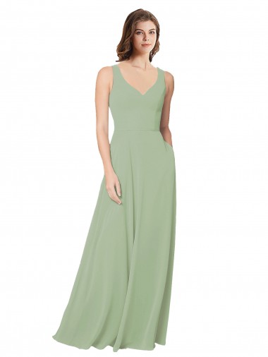 Smoke Green Sweetheart Sleeveless Open Back A-Line Formal Dress / Bridesmaid Dress Townsville