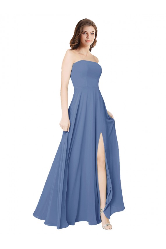 Windsor Blue Strapless Sleeveless Open Back A-Line Formal Dress / Bridesmaid Dress Townsville