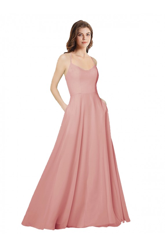 Bliss Pink Strapless Sleeveless Open Back A-Line Bridesmaid Dress Townsville