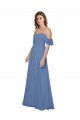 Windsor Blue Strapless Flutter Sleeves Open Back A-Line Bridesmaid Dress Townsville